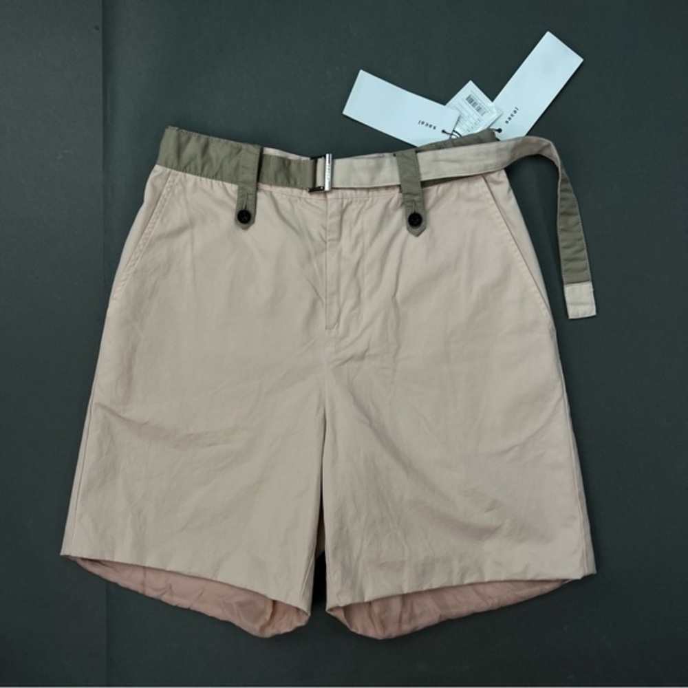 sacai Color Block Flared Belt Shorts